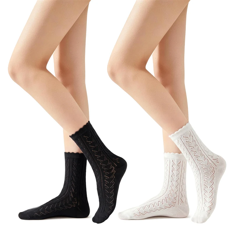 DIRNDLSTERN Trachtensocken Damen Socken – Trachtenstrümpfe Trachten Söckchen mit Rüschen für Oktoberfest