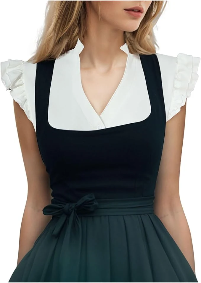 DIRNDLBLUSEN Dirndl Blouse Cap Sleeves Oktoberfest Women's Beer Clothing Dirndl Women's White Shirt Dirndl Blouse Short Sleeve Bavarian Beer Festival