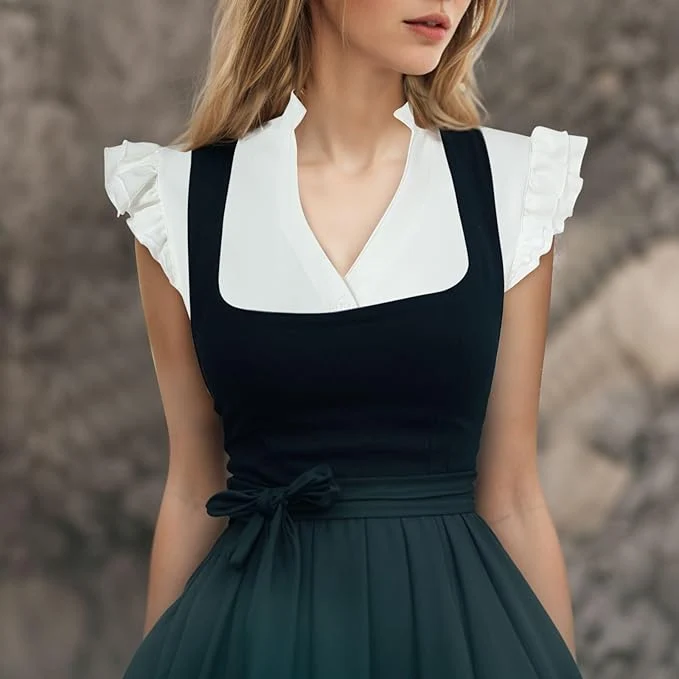 DIRNDLBLUSEN Dirndl Blouse Cap Sleeves Oktoberfest Women's Beer Clothing Dirndl Women's White Shirt Dirndl Blouse Short Sleeve Bavarian Beer Festival