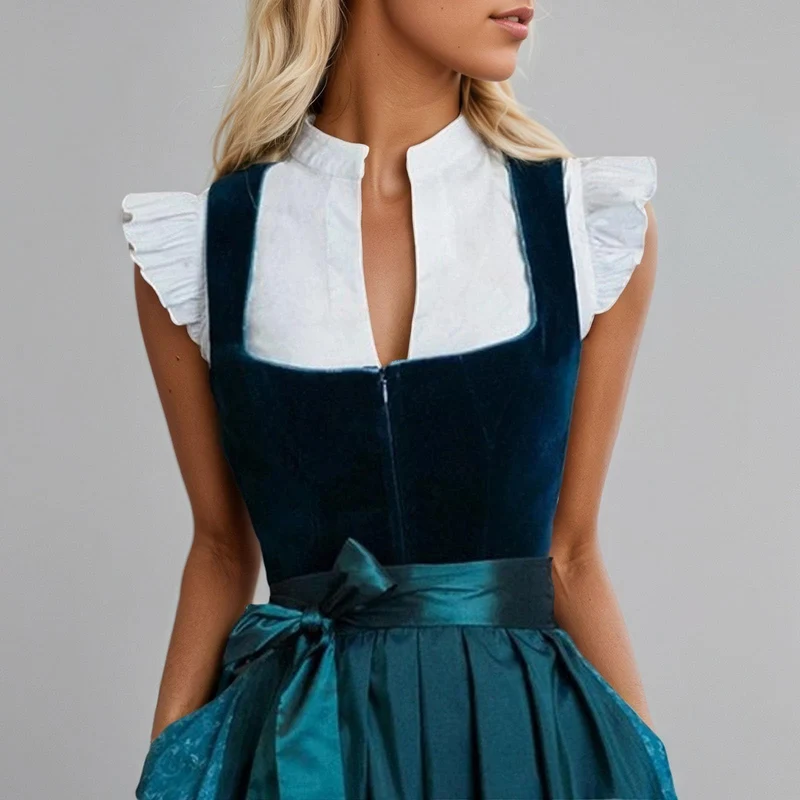 DIRNDLBLUSEN Dirndl Blouse Women's White Simple Dirndl Blouse Cap Sleeves Dirndl Blouse V Neck Oktoberfest Costume Blouse for Dirndl Women
