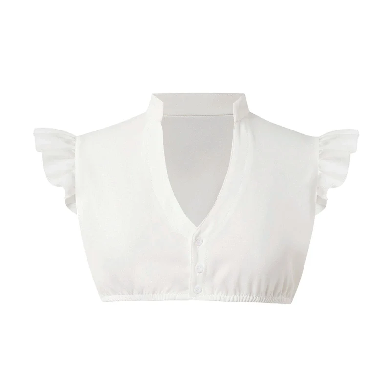 DIRNDLBLUSEN Dirndl Blouse Women's White Simple Dirndl Blouse Cap Sleeves Dirndl Blouse V Neck Oktoberfest Costume Blouse for Dirndl Women