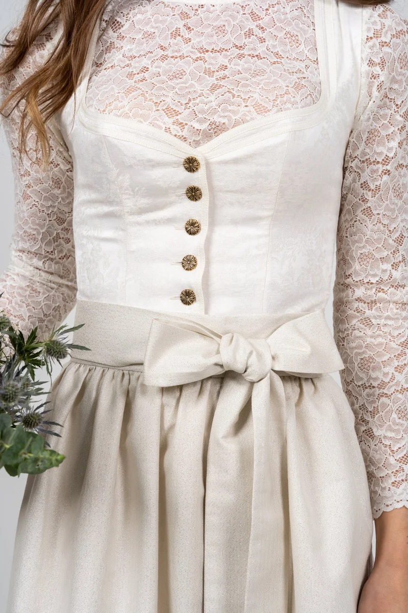 JACQUARD HOCHZEITSDIRNDL MONOCHROME FLOWERS VANILLE