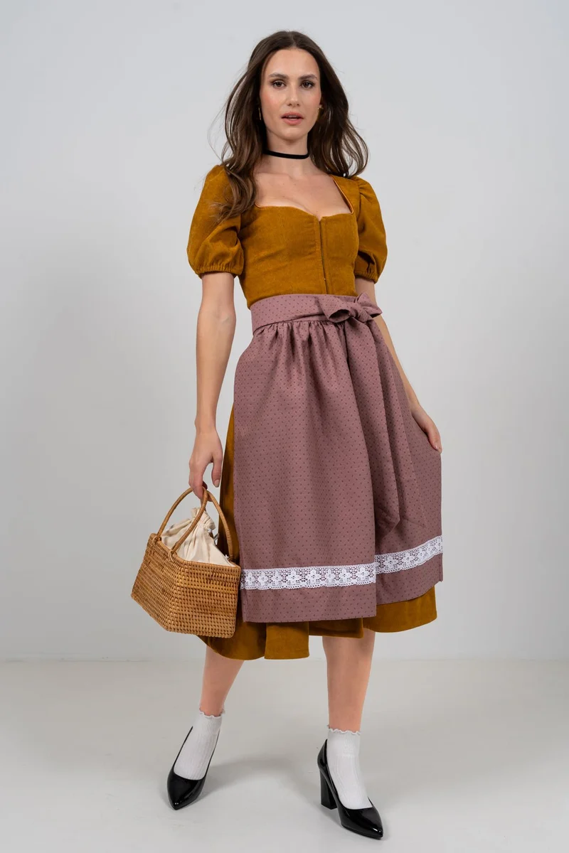 CORD DIRNDL FLARE TULIP OCKER/ MAUVE