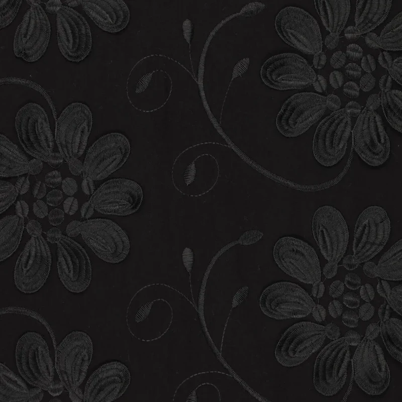 DIRNDLBLUSE KARREEAUSSCHNITT 3D FLOWERS PUFFÄRMEL SCHWARZ