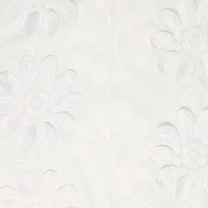 DIRNDLBLUSE KARREEAUSSCHNITT 3D FLOWERS PUFFÄRMEL WEISS