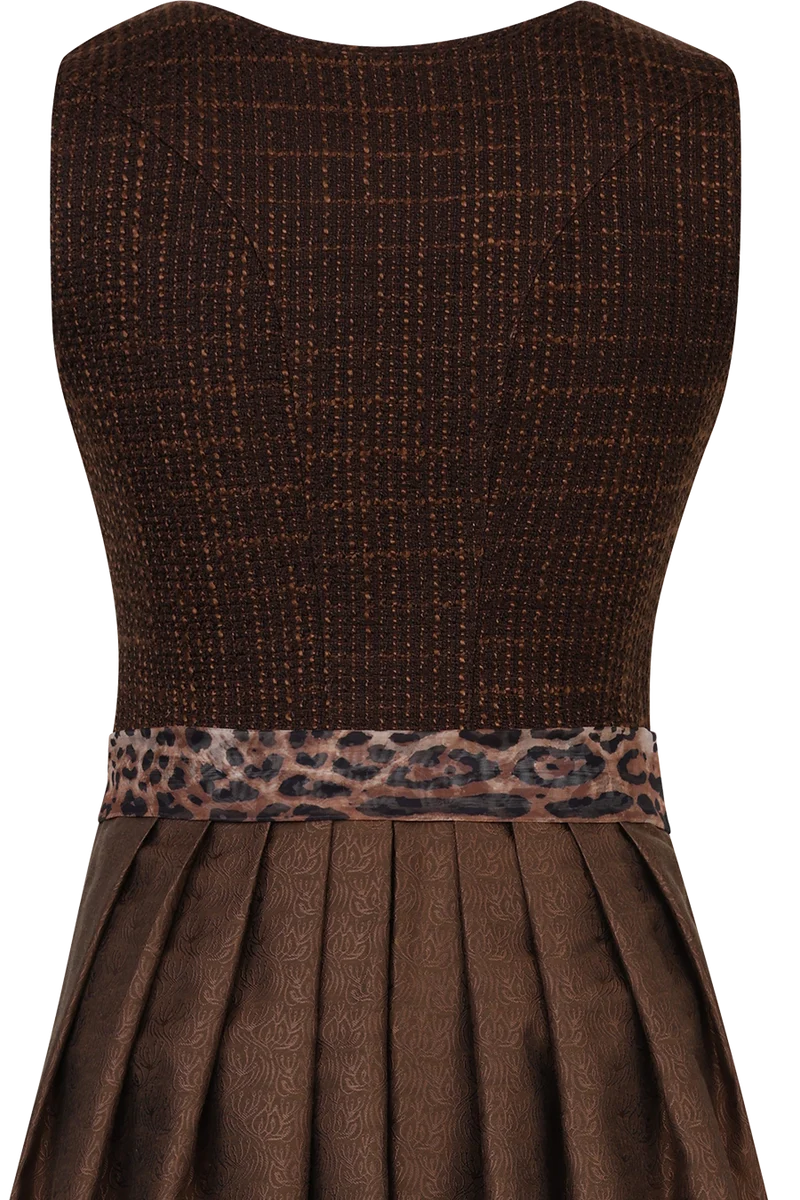 Midi-Dirndl mit Strukturmieder und Leoschürze Brunnenthal - espresso leo