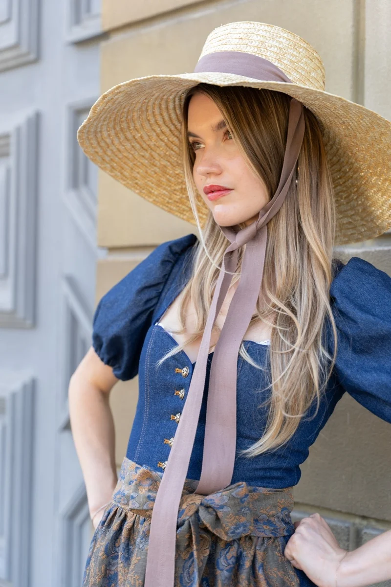 JEANS DIRNDL GOLDEN FLOWER DUNKELBLAU/ OCKER