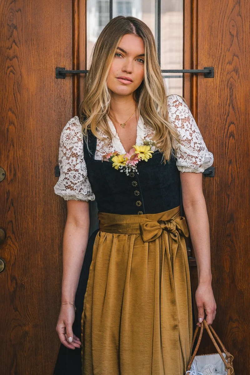 CORD DIRNDL FLARE MÜNCHEN SCHWARZ/ GOLD