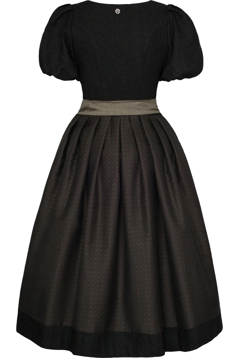Midi-Dirndl mit Wolle und kurzen Puffärmeln - dunkelgrün