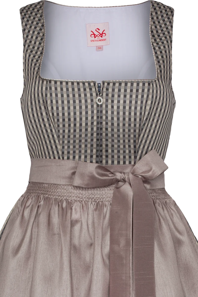 Midi-Dirndl mit Karomuster - taupe