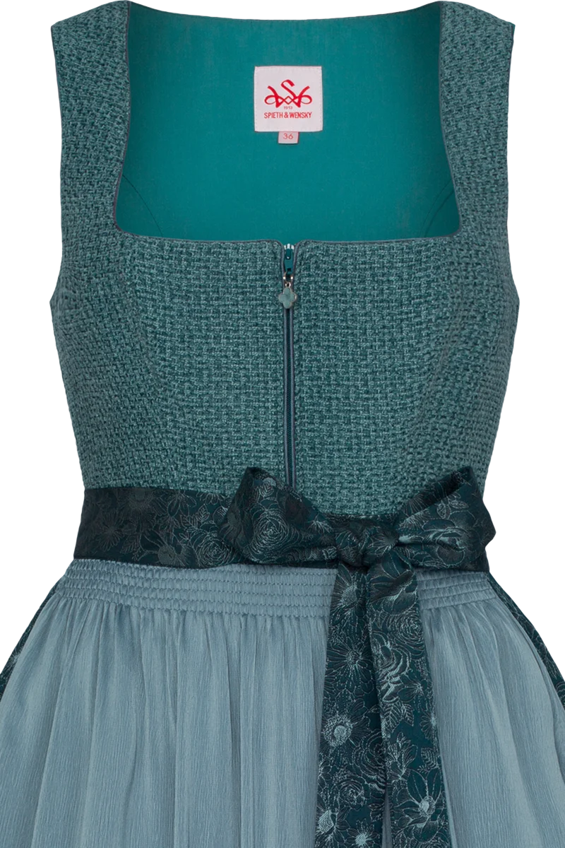 Midi-Dirndl mit samtigem Bouclé-Mieder - petrol