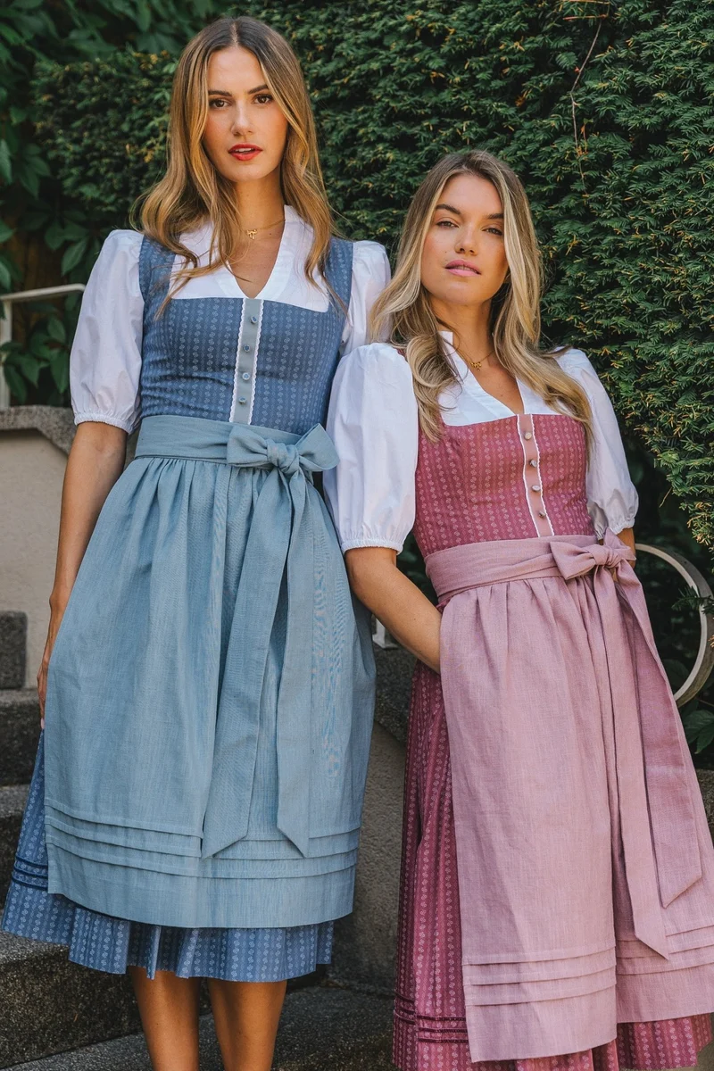 BW DIRNDL VINTAGE STRIPED FLOWER ROSENHOLZ