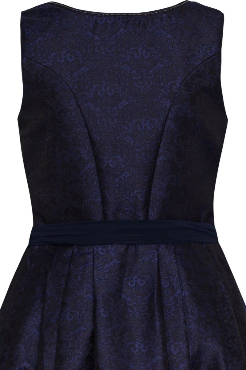Langes Dirndl monochrom mit Jacquardmuster - marine