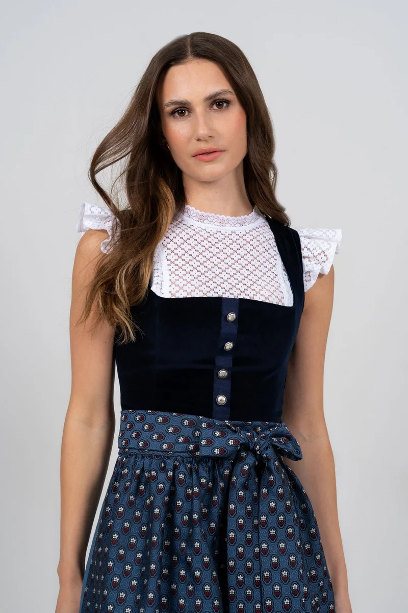SAMT-JACQUARD DIRNDL MITTERNACHTSBLAU/ JEANS
