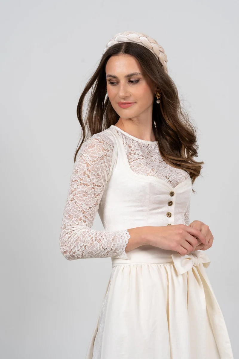 SPITZENOBERTEIL STRETCH FLORALS ECRU