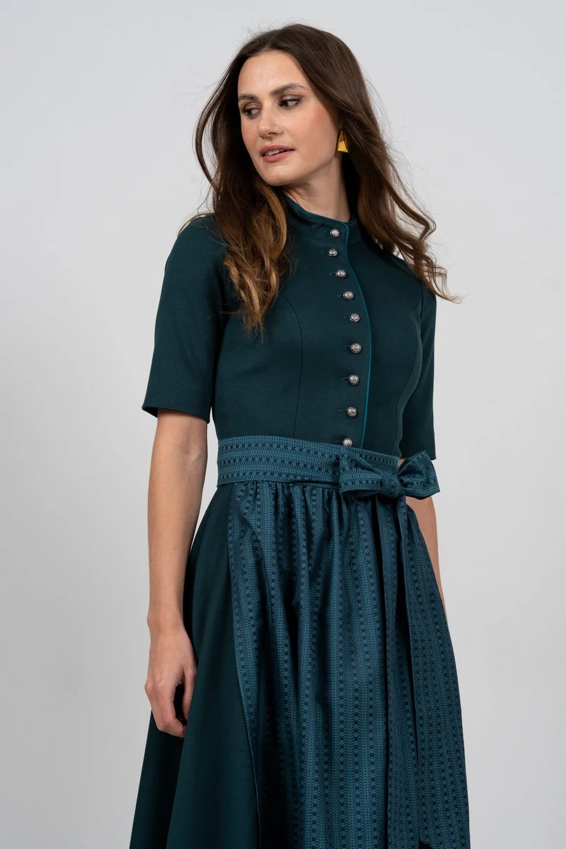 STRETCH DIRNDLKLEID CLASSY STEHKRAGEN 3/4 ARM PETROL