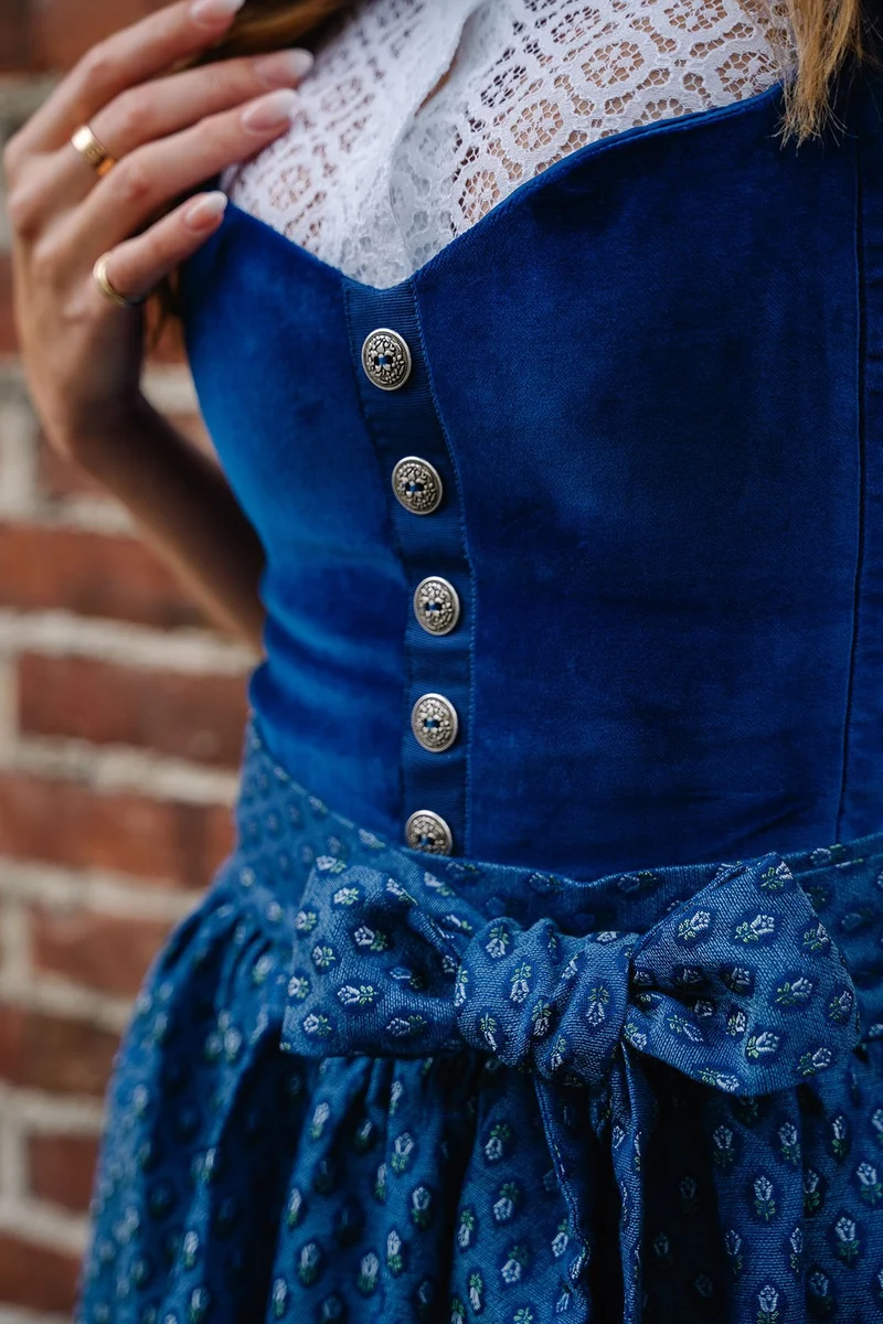 SAMT-JACQUARD DIRNDL KOBALTBLAU/ SILBER