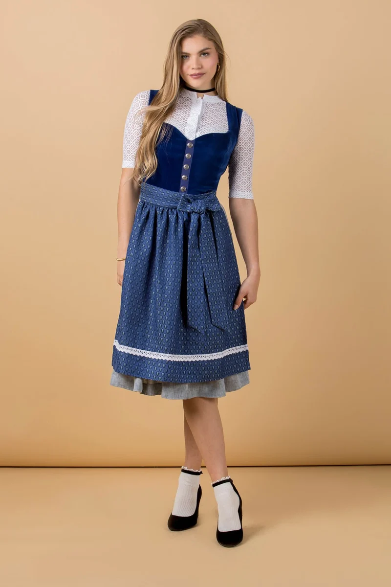 SAMT-JACQUARD DIRNDL KOBALTBLAU/ SILBER