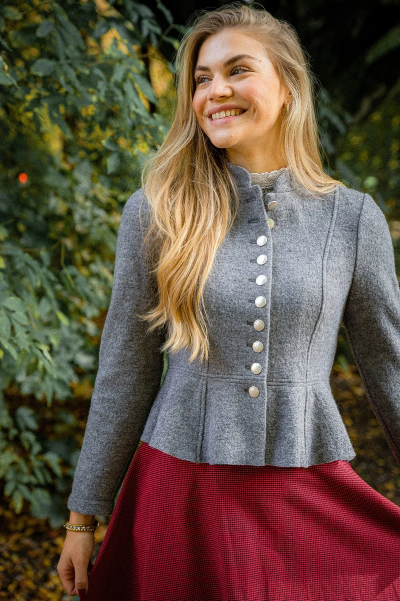 STEHKRAGEN BLAZER VINTAGE WALKLODEN ANTHRAZIT