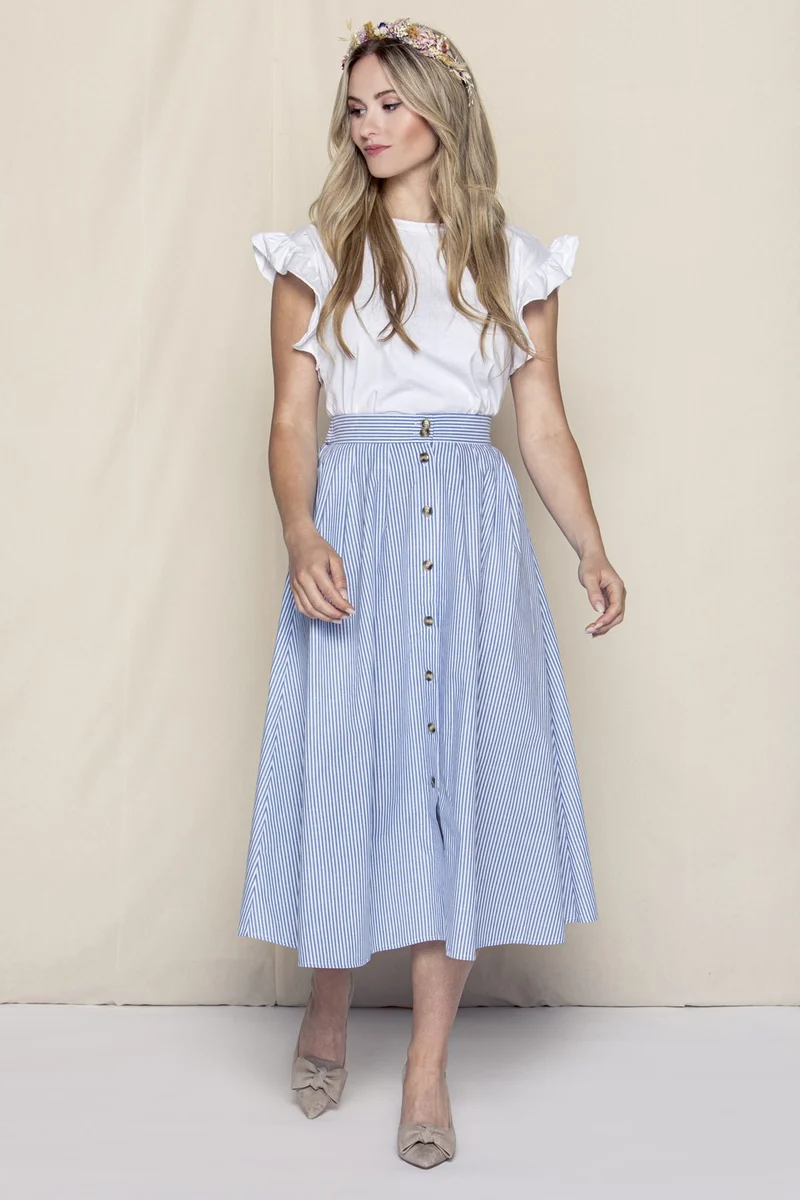 BAUMWOLL- SOMMERROCK BLUE STRIPES