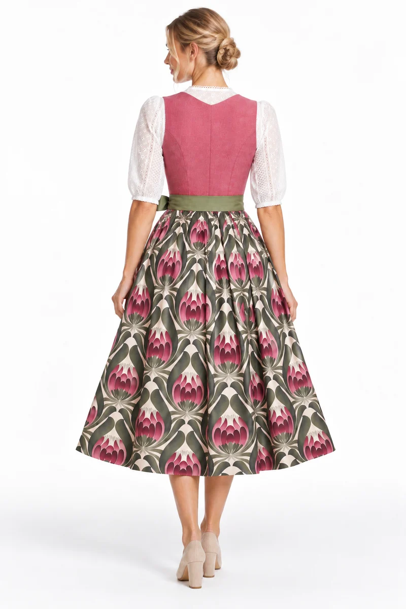 Dirndl mit Reinleinen-Oberteil und Taftschürze