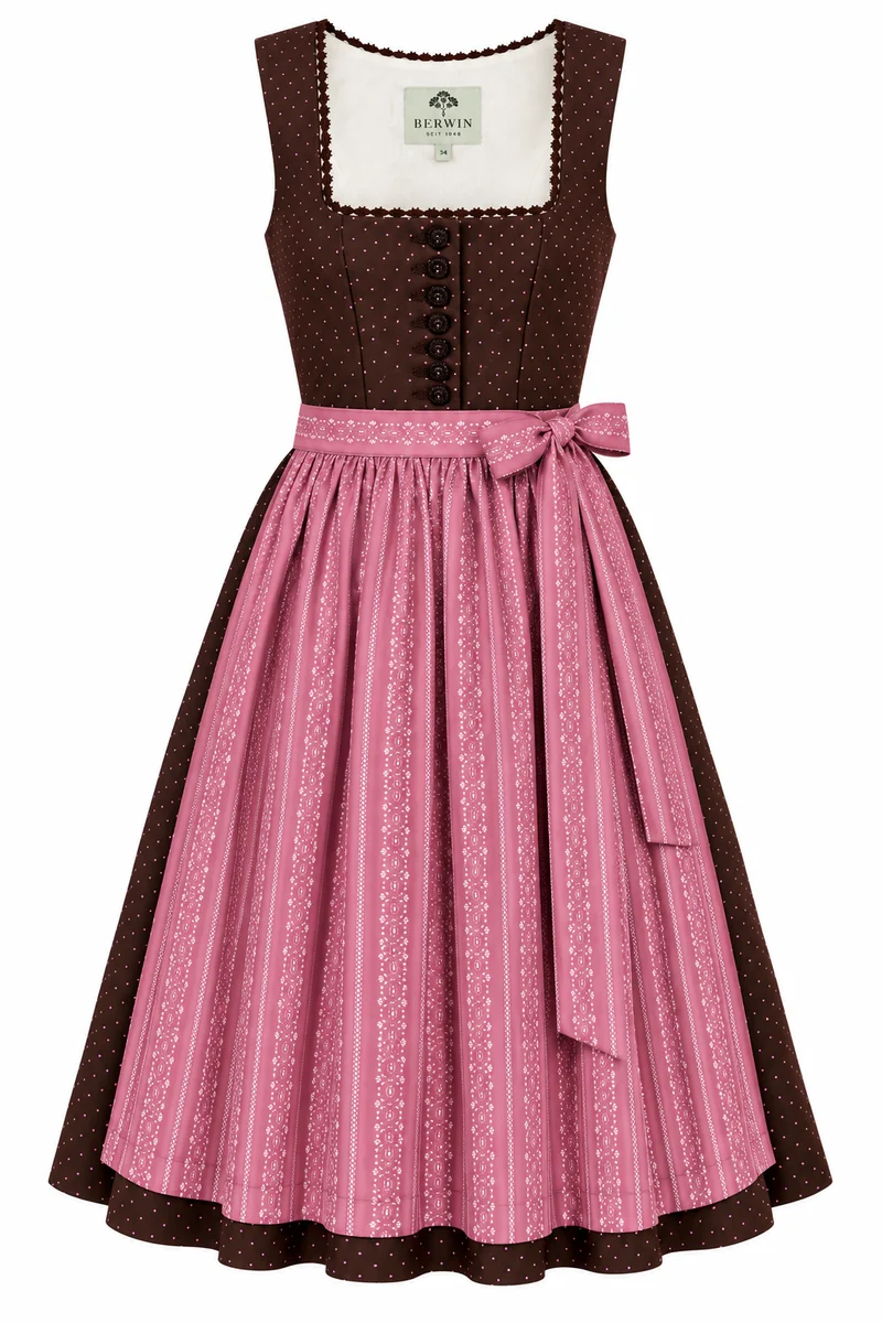 Baumwolldirndl mit Tupfenmuster und Kontrastschürz