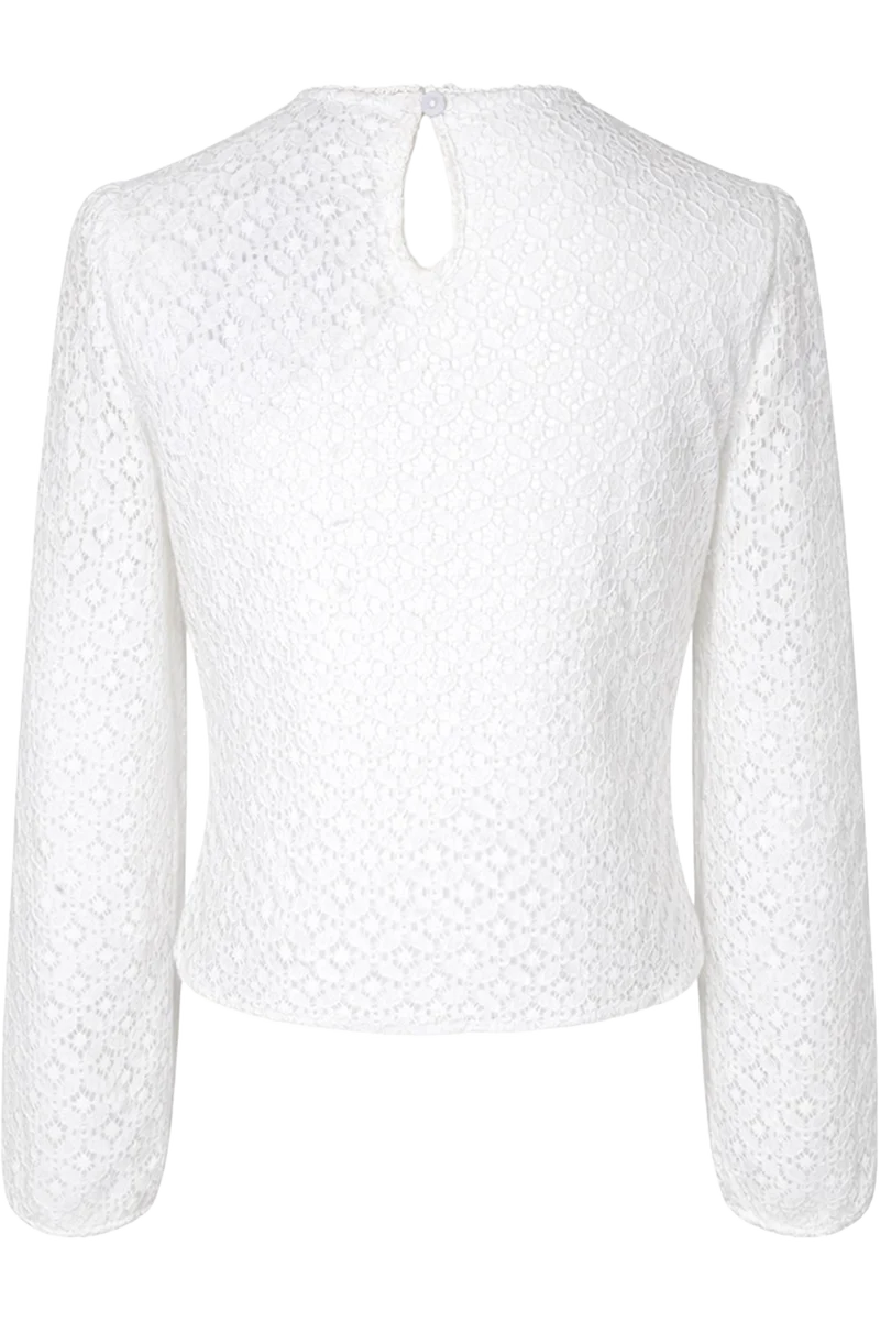 Damen Trachtenbluse mit floraler Spitze und weiten Ärmeln- offwhite