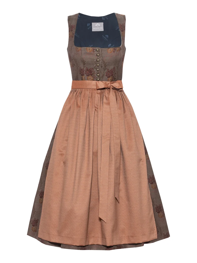 Rosenjacquard-Dirndl mit Samt-Borte