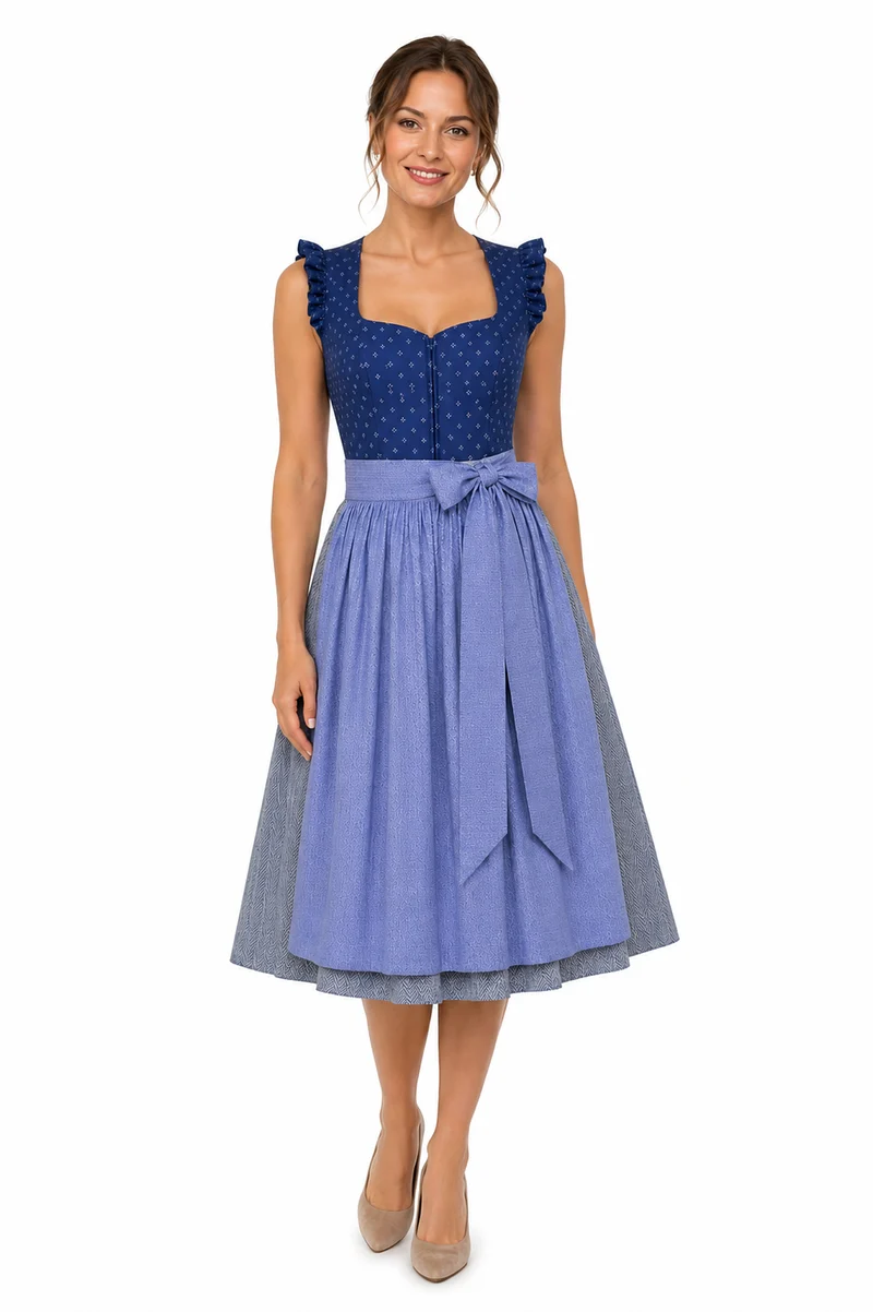 Sommerliches Blumen-Dirndl mit Rüschenärmeln