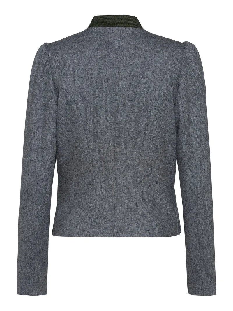 Kurze Lodenjacke mit Kontrast-Stehkragen