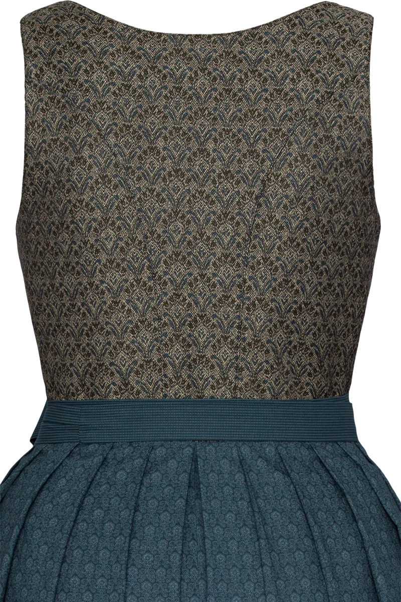 Langes Dirndl mit Wollanteil - blau gemustert