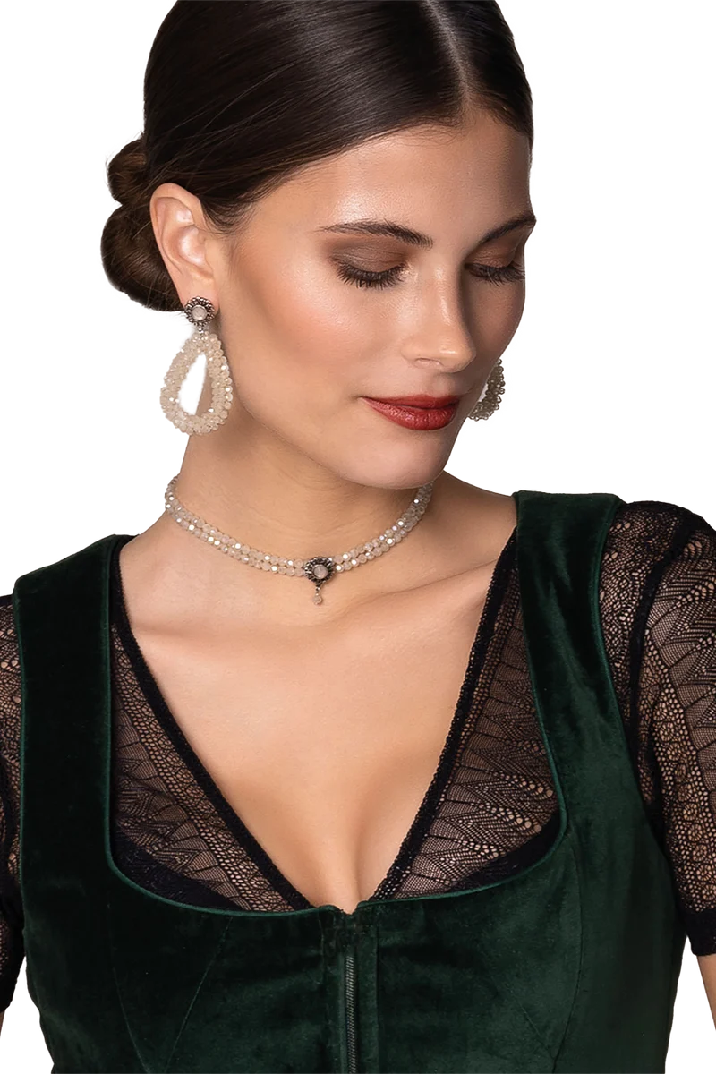 Damen Kropfkette aus Perlen - taupe
