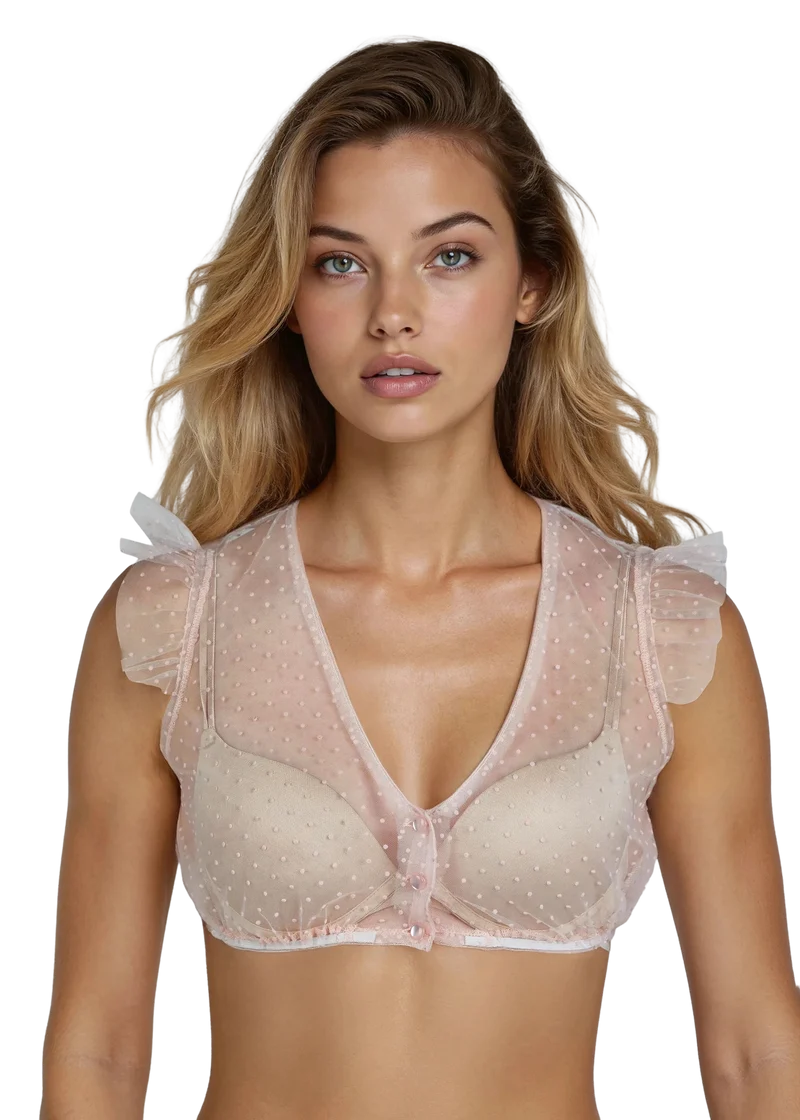 Dirndlbluse, Spieth & Wensky, Genta, Flügelärmel, rosa