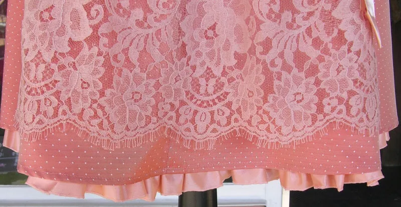 Dirndl Trentini, Lachs, Spitze, Midi 70 cm, Brautdirndl, Gr. 38