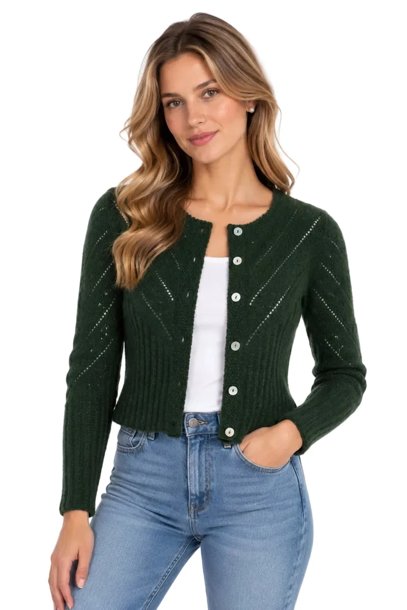 Strickjacke mit diagonalem Einsatz