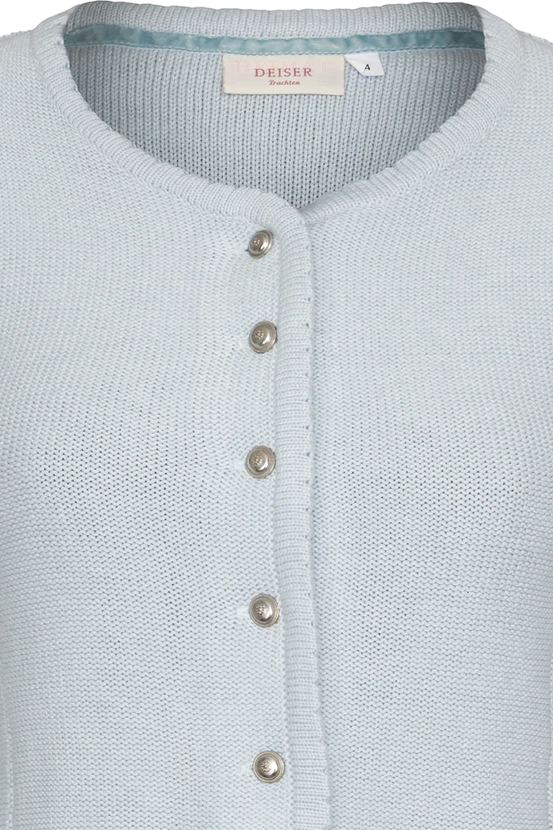 Damen Dirndljacke Strickjacke tailliert - pastell blau