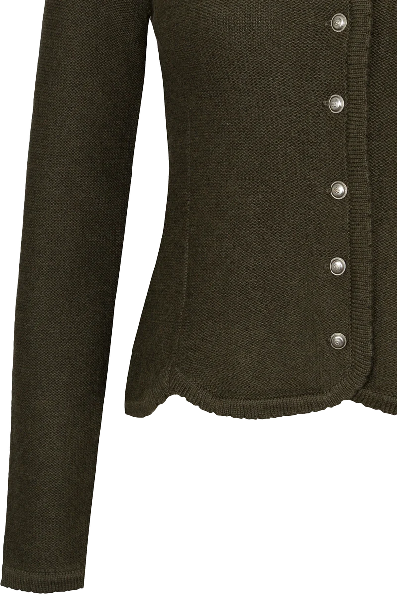 Damen Dirndljacke Strickjacke tailliert - olive