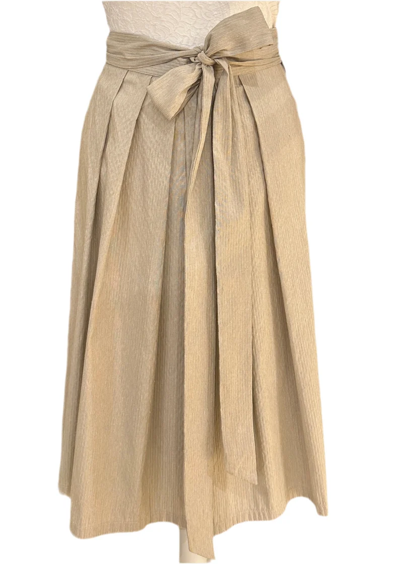 Dirndlschürze Goldstich Streifen beige 69cm