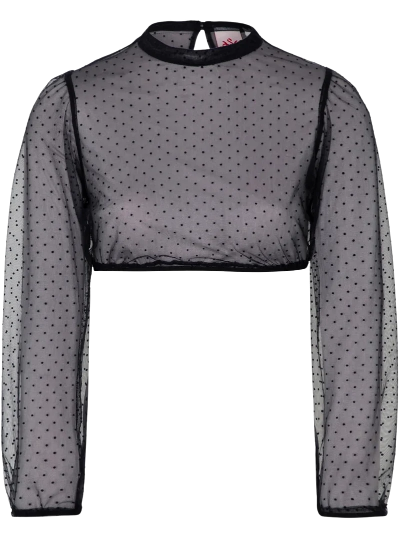 Dirndlbluse, Spieth & Wensky, Eduarda, transparent, schwarz, langarm