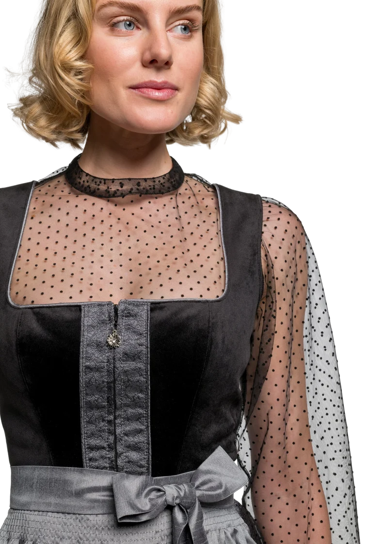 Dirndlbluse, Spieth & Wensky, Eduarda, transparent, schwarz, langarm