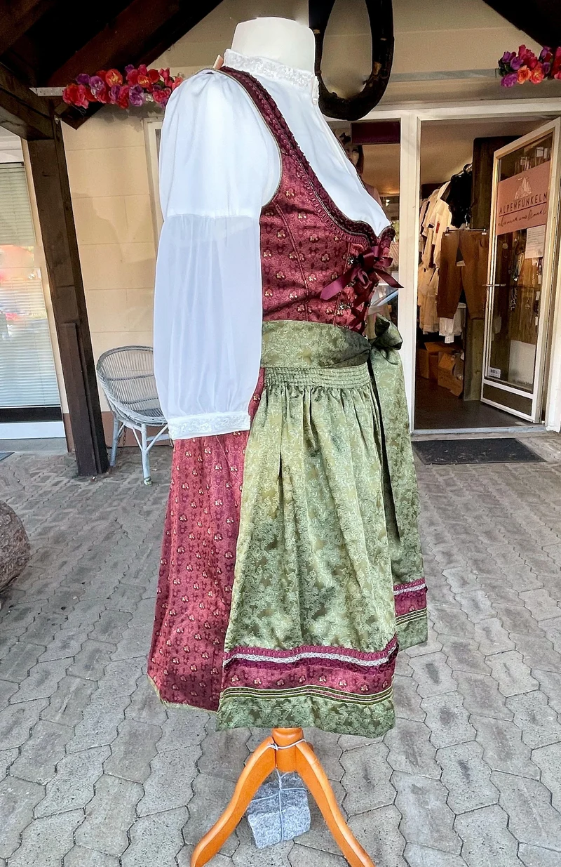 Dirndl Krüger Madl, Helmina, Midi 60 cm, Rost, Grün, Gr. 42
