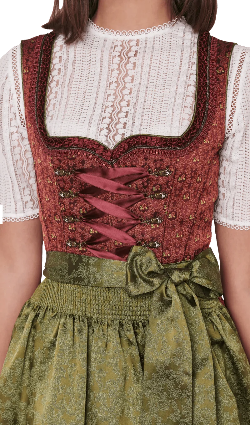 Dirndl Krüger Madl, Helmina, Midi 60 cm, Rost, Grün, Gr. 42