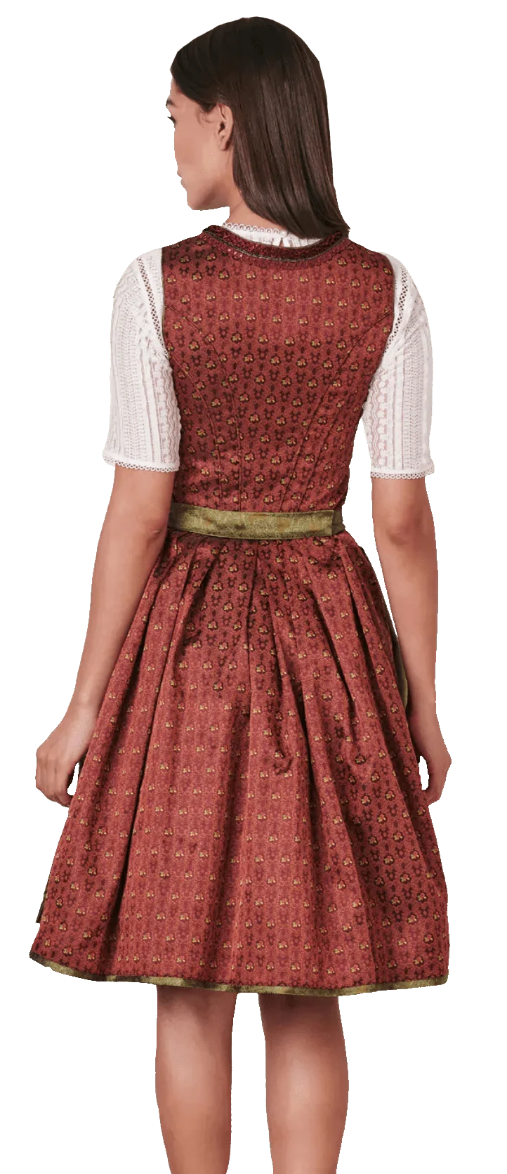 Dirndl Krüger Madl, Helmina, Midi 60 cm, Rost, Grün, Gr. 42