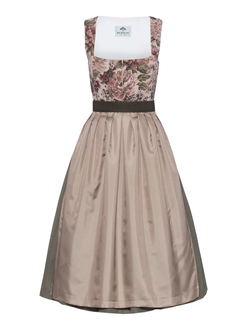 Jacquard-Dirndl mit Karree-Ausschnitt & Seidenglanz