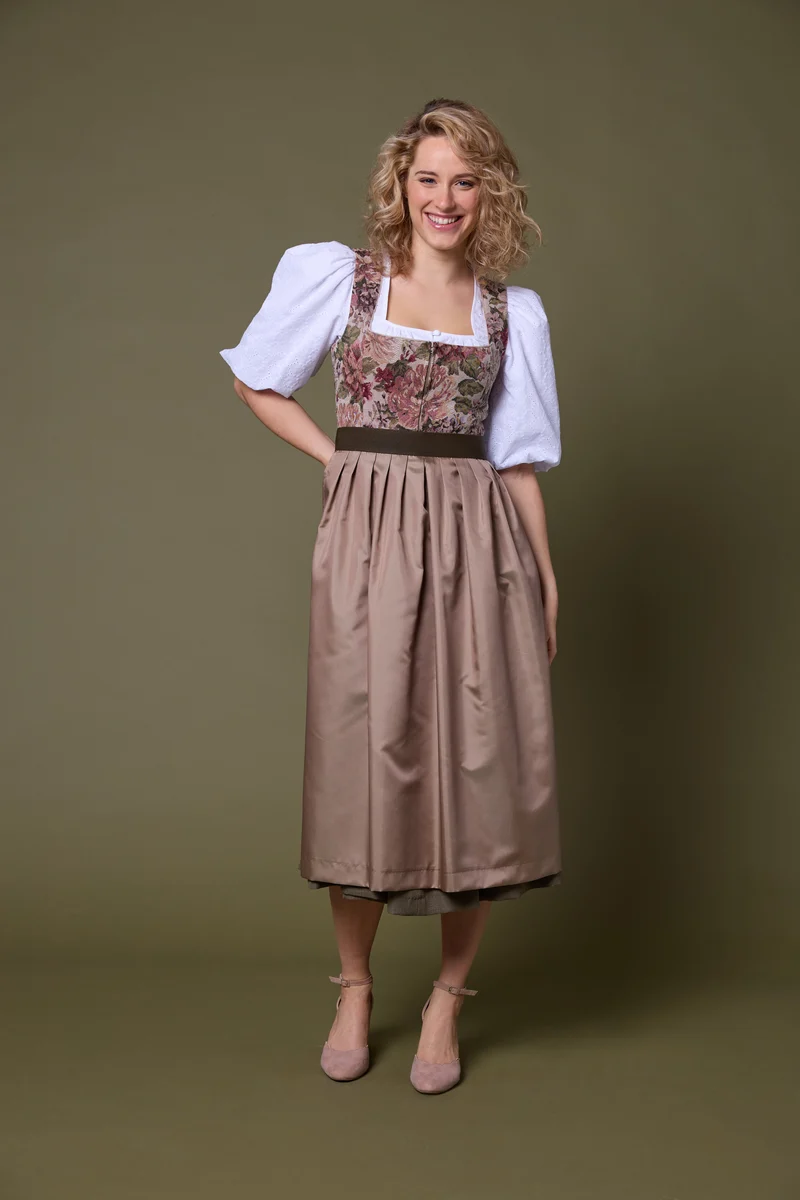 Jacquard-Dirndl mit Karree-Ausschnitt & Seidenglanz