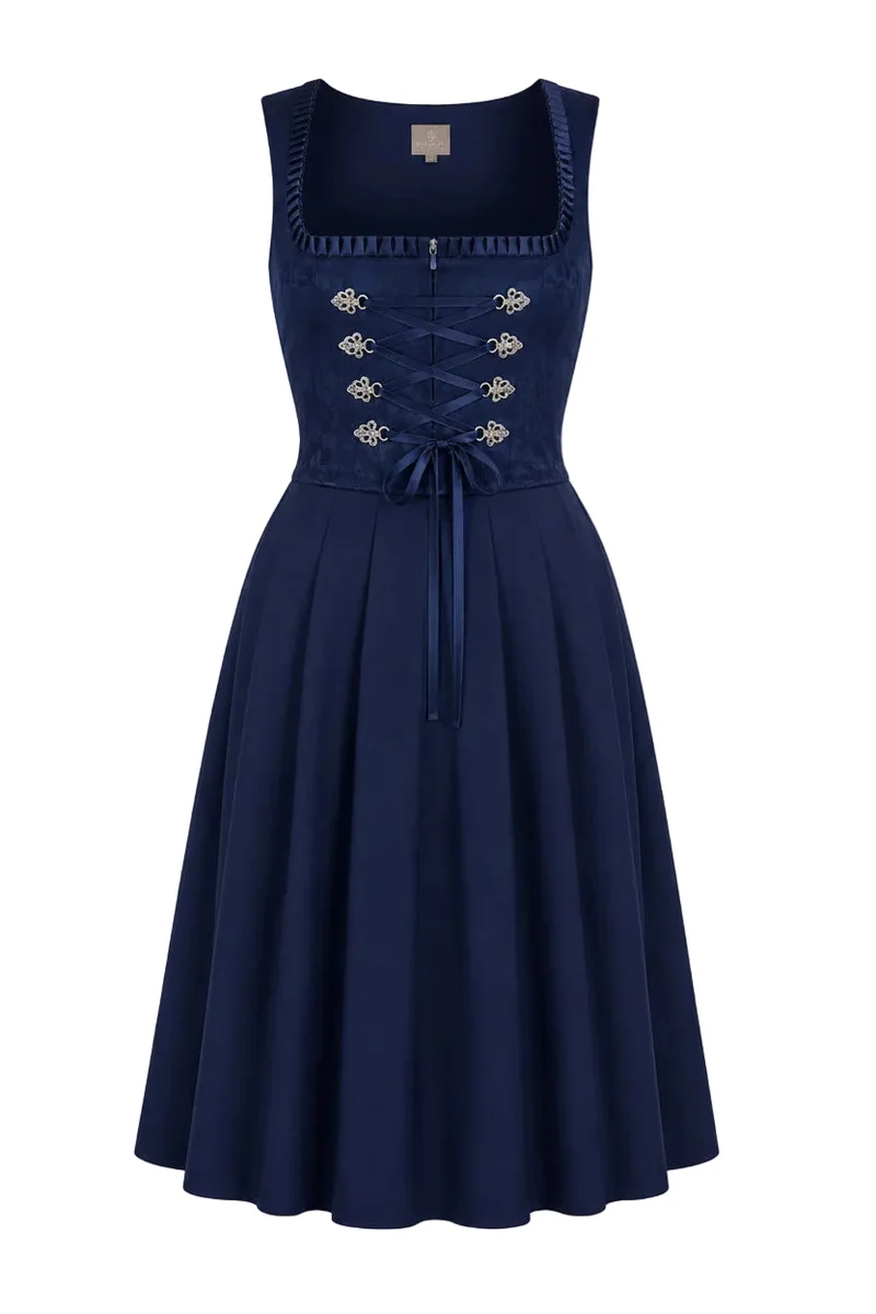 Elegantes Dirndl in Marineblau mit Schnürung