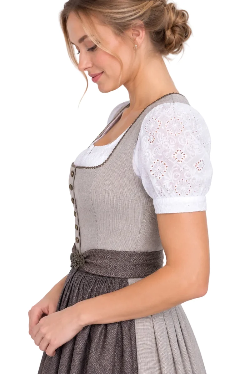 Klassisches Streifen-Dirndl mit Jacquardschürze