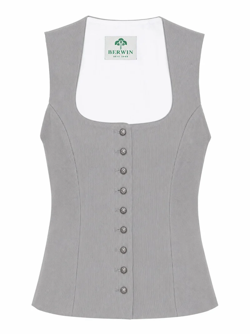 Streifen-Jacquard-Mieder mit Silberknöpfen