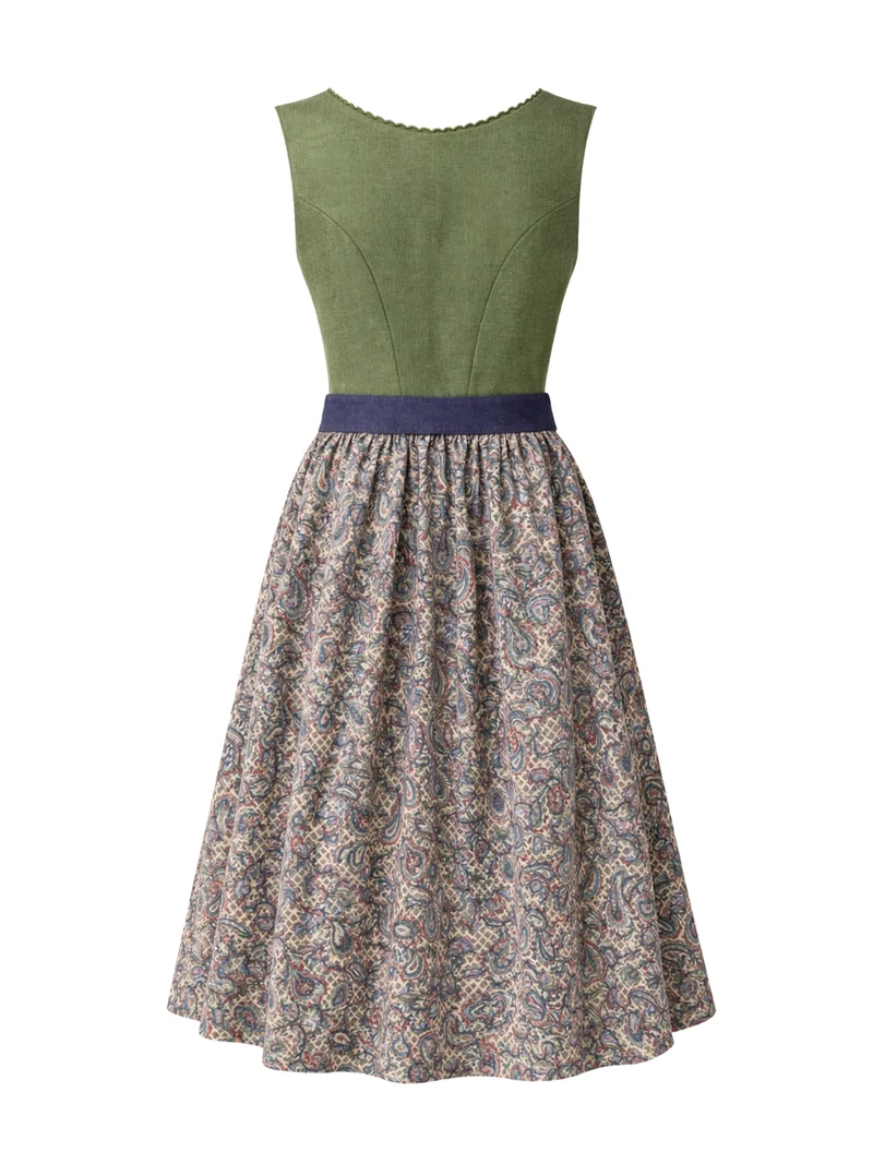Dirndl mit Leinenoberteil und Baumwolldruck