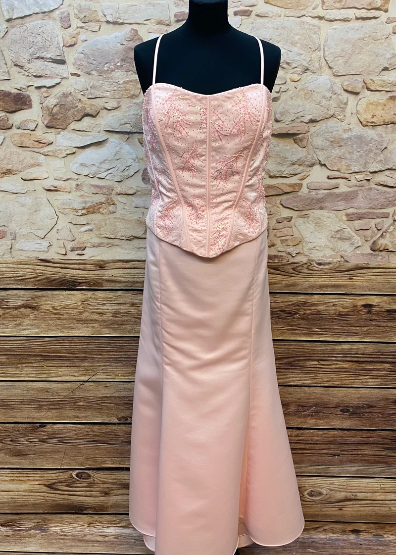 Vintage Abend-Zweiteiler Rosé Gr. 36 – Corsage & langer Rock